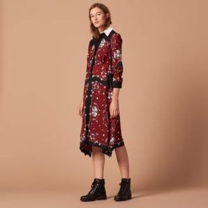Sandro Scarf Printed Shirt Dress